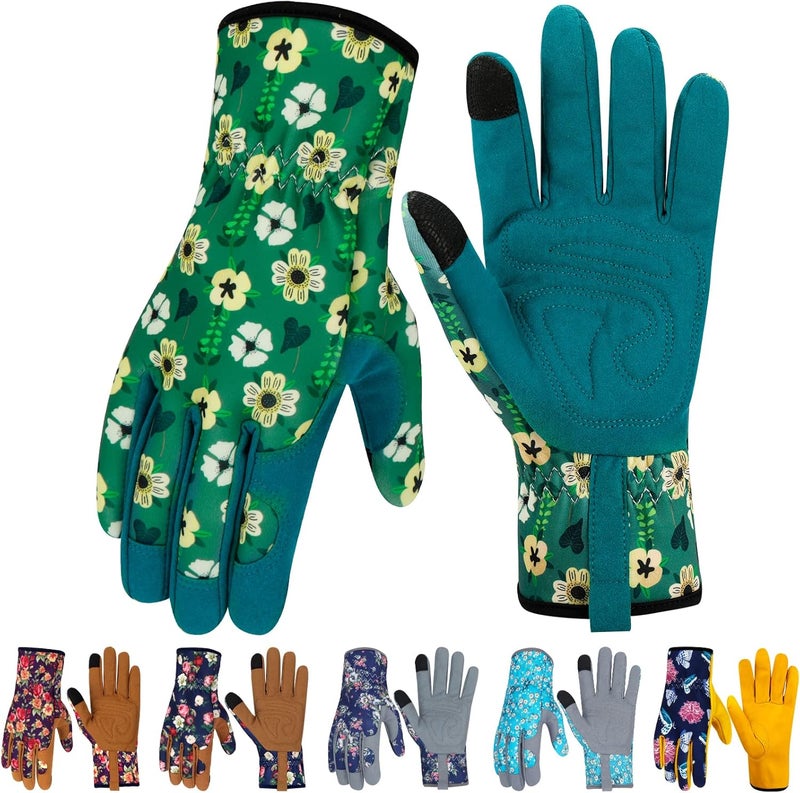 MERTURN Store Leather Gardening Gloves for Women Thorn Proof Garden Gloves Touch Screen Working Gloves Gifts,M - Image 1